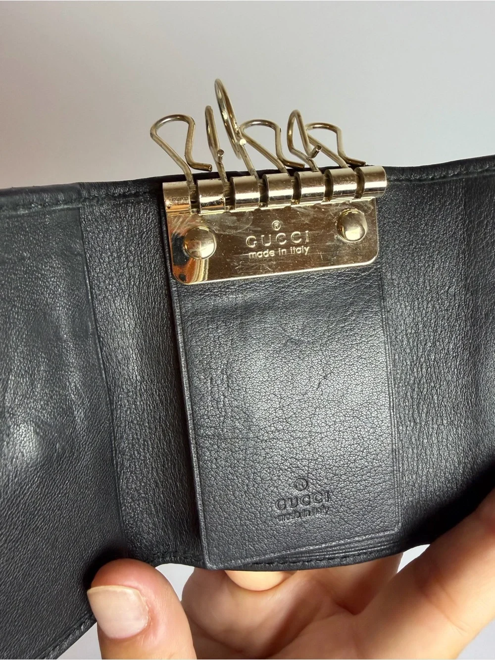 Gucci Heart Logo Monogram Canvas/Leather Key Holder Case